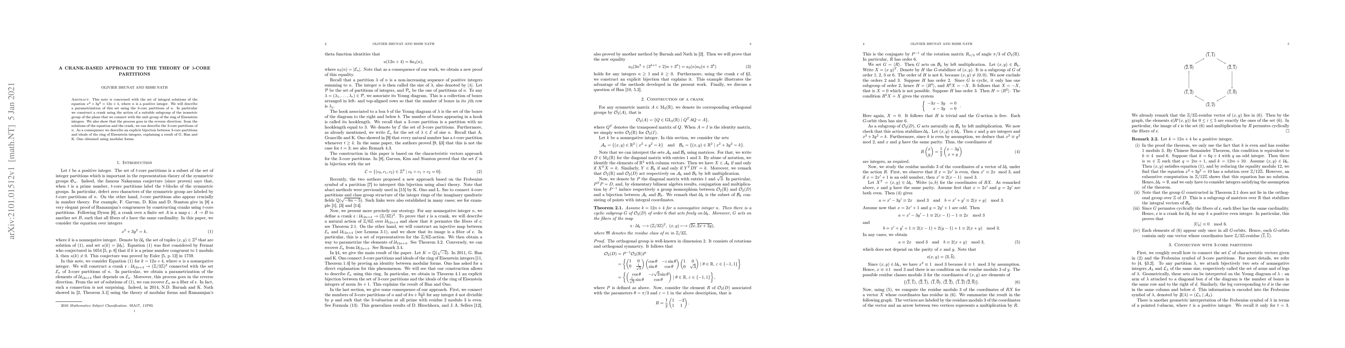 Thumbnail for A crank-based approach to the theory of 3-core partitions