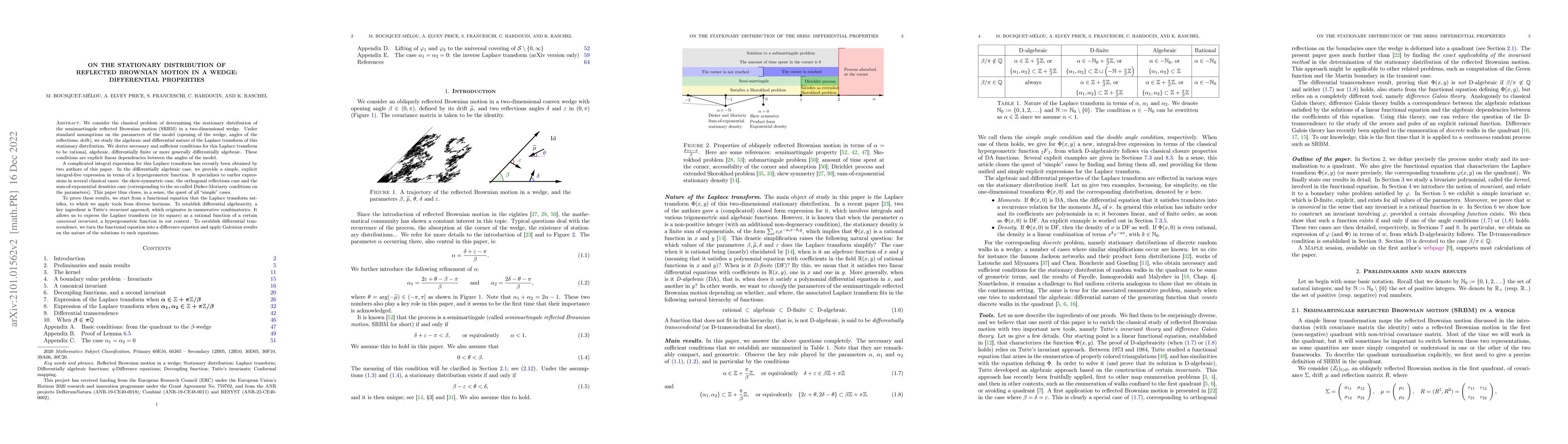 Thumbnail for On the stationary distribution of reflected Brownian motion in a wedge:
  differential properties