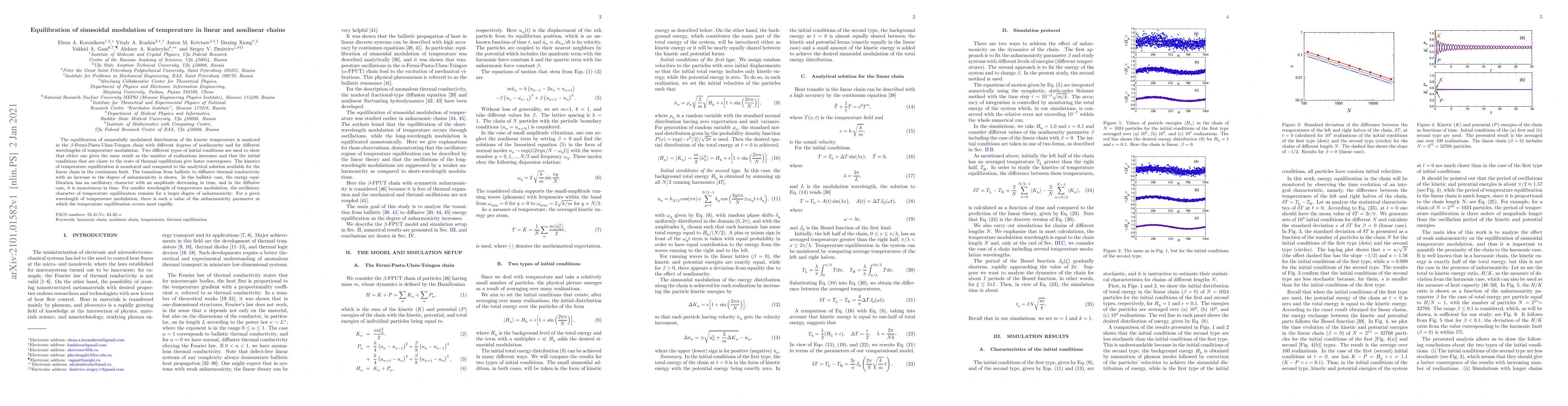 Thumbnail for Equilibration of sinusoidal modulation of temperature in linear and
  nonlinear chains
