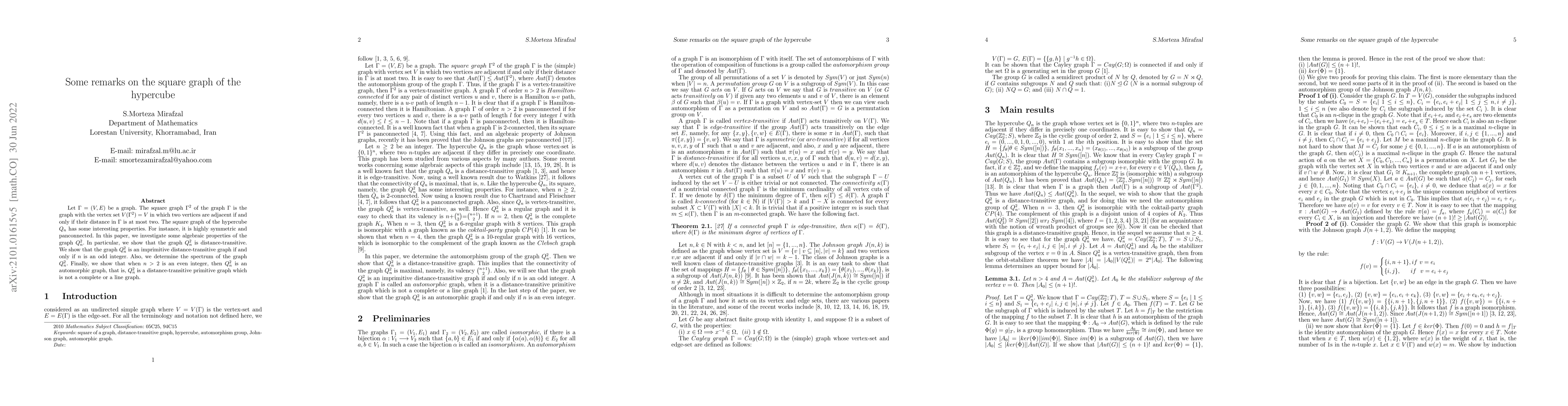 Thumbnail for Some remarks on the square graph of the hypercube