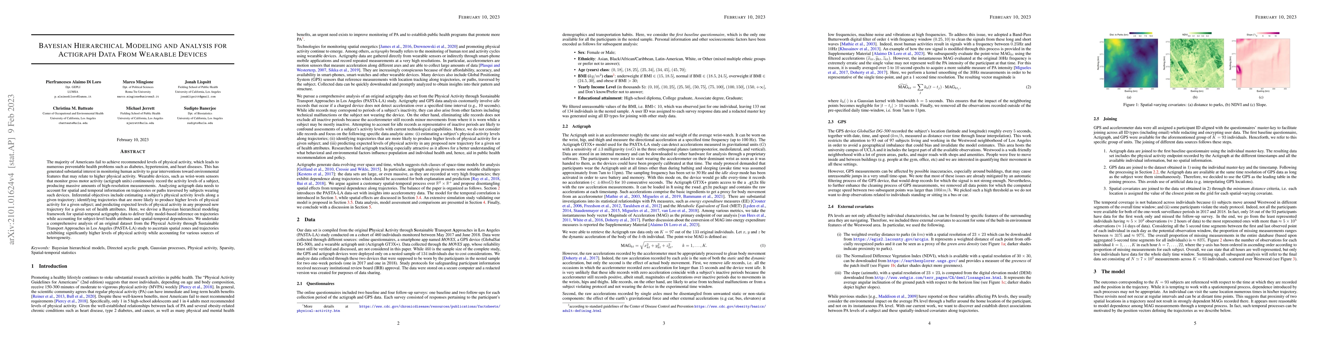 Thumbnail for Bayesian Hierarchical Modeling and Analysis for Actigraph Data from
  Wearable Devices