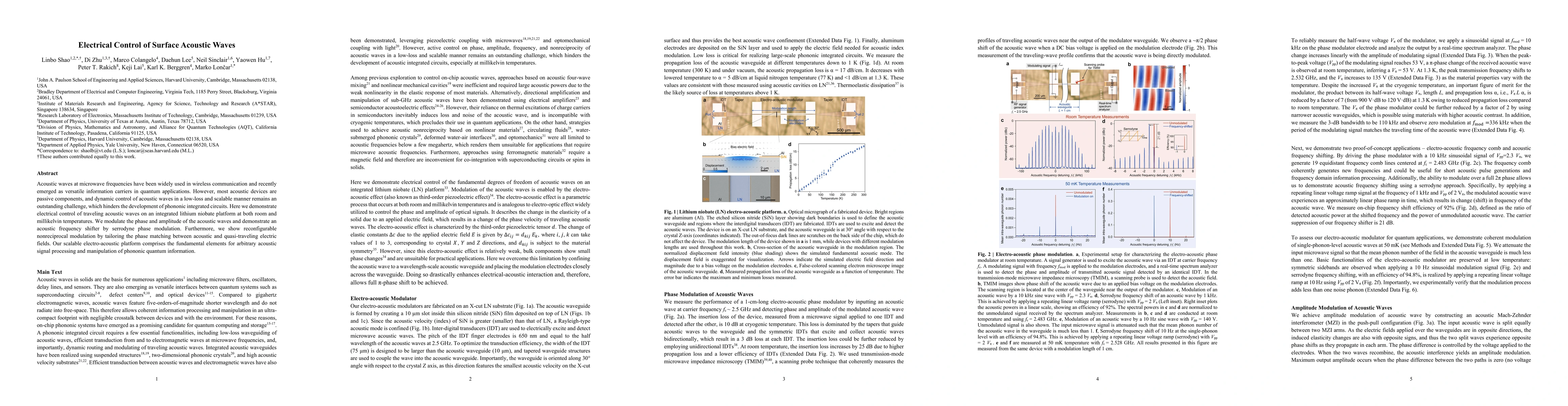 Thumbnail for Electrical Control of Surface Acoustic Waves