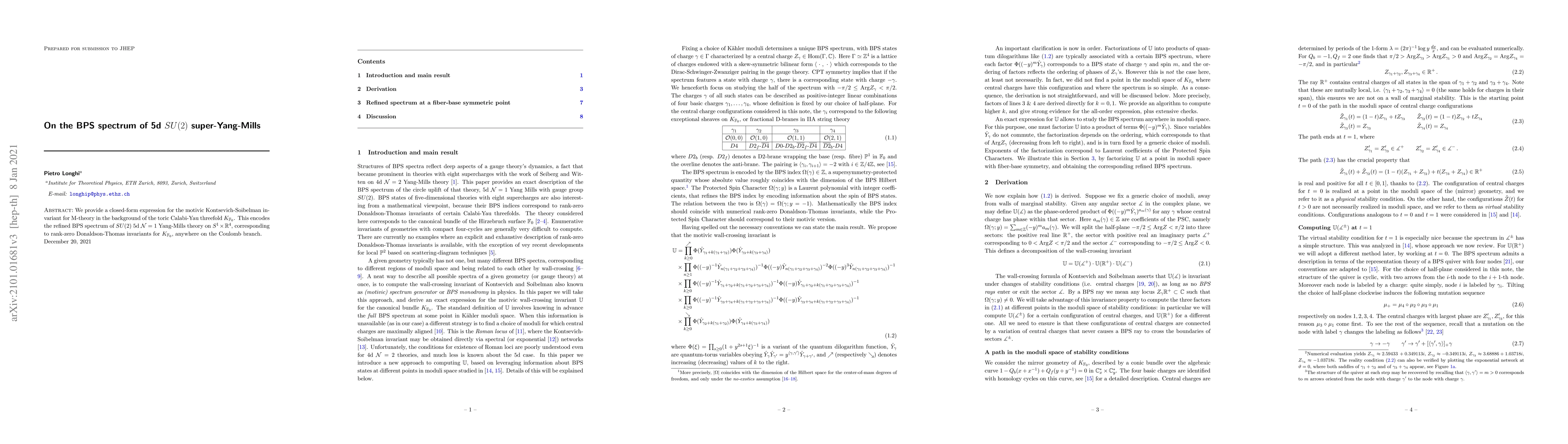 Thumbnail for On the BPS spectrum of 5d SU(2) super-Yang-Mills