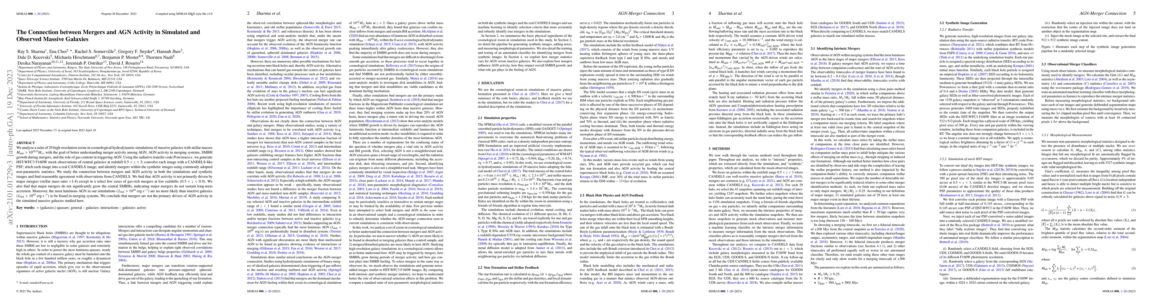 Thumbnail for The Connection between Mergers and AGN Activity in Simulated and
  Observed Massive Galaxies