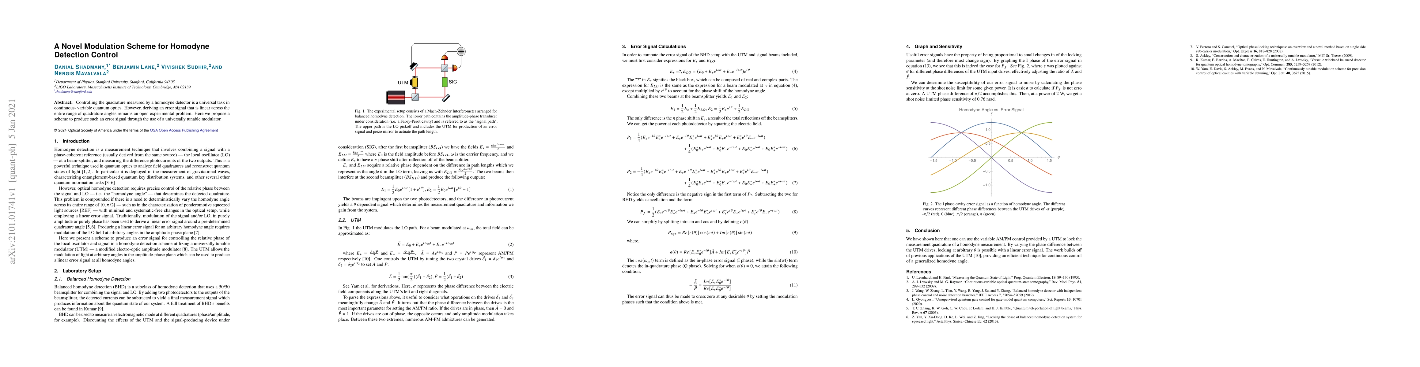 Thumbnail for A Novel Modulation Scheme for Homodyne Detection Control