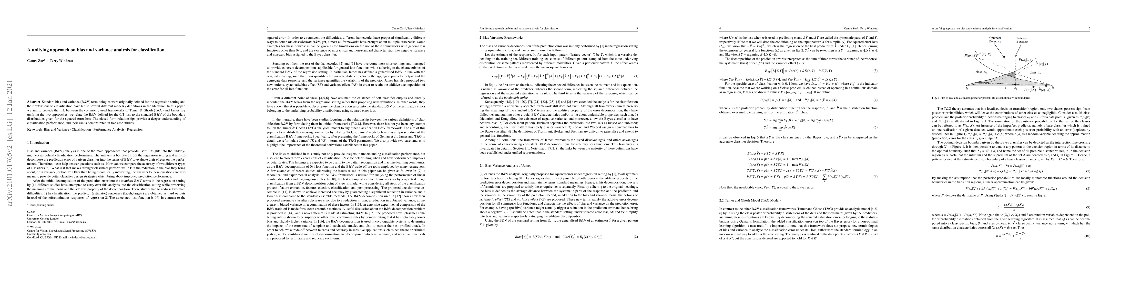 Thumbnail for A unifying approach on bias and variance analysis for classification