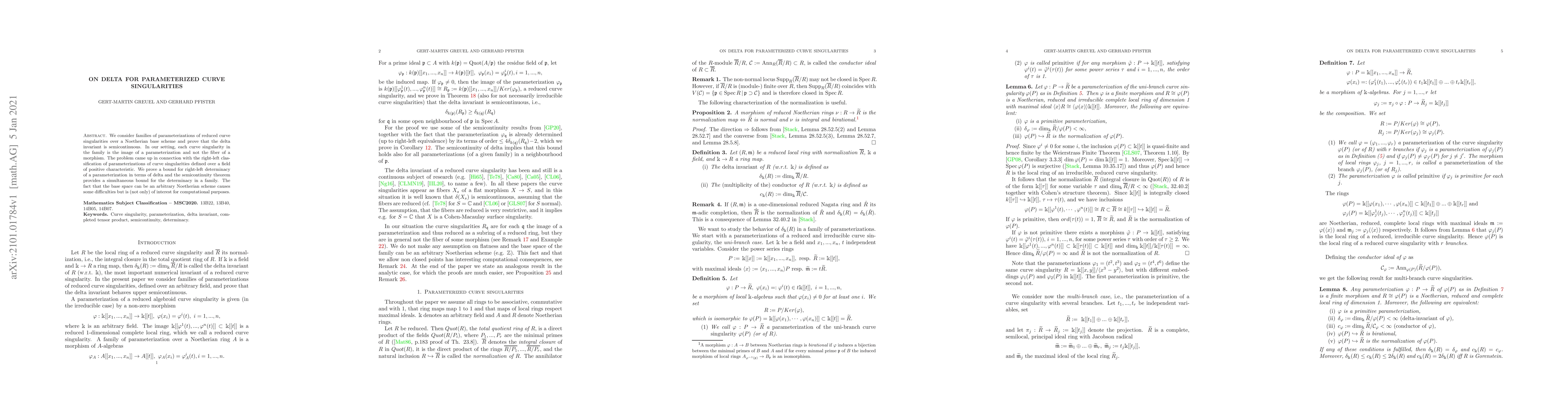 Thumbnail for On Delta for parameterized Curve Singularities