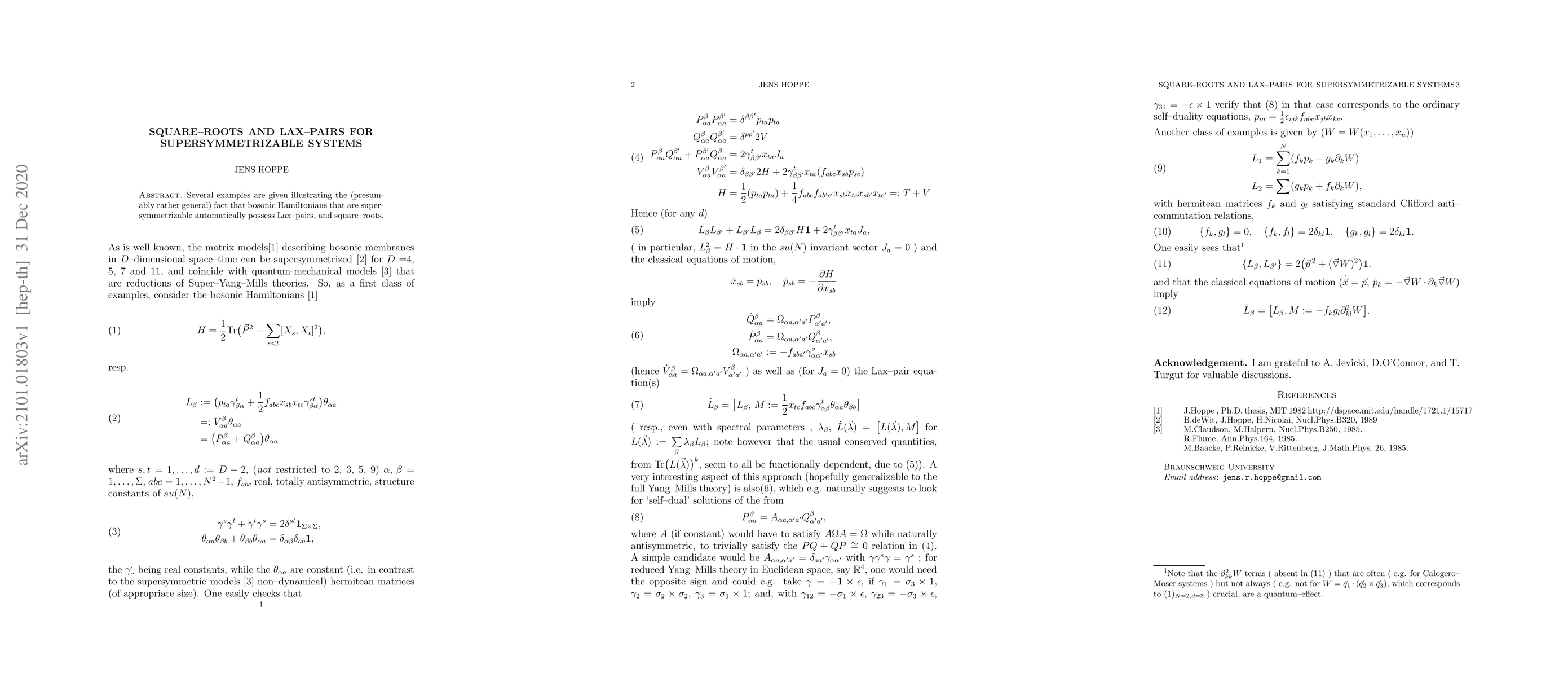 Thumbnail for Square-roots and Lax-pairs for supersymmetrizable systems