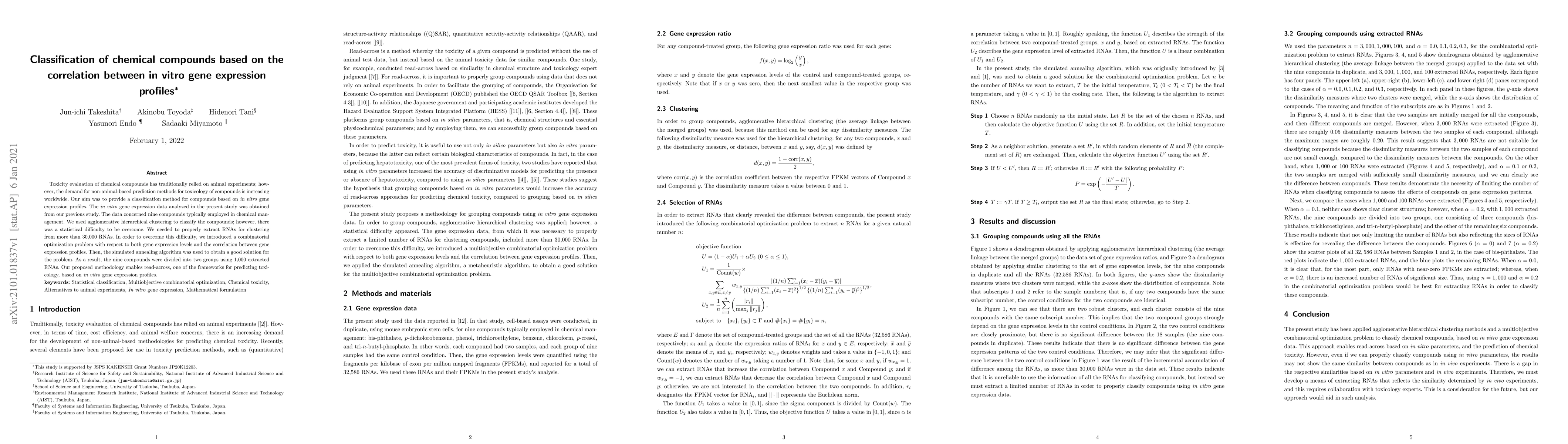 Thumbnail for Classification of chemical compounds based on the correlation between
  \textit{in vitro} gene expression profiles