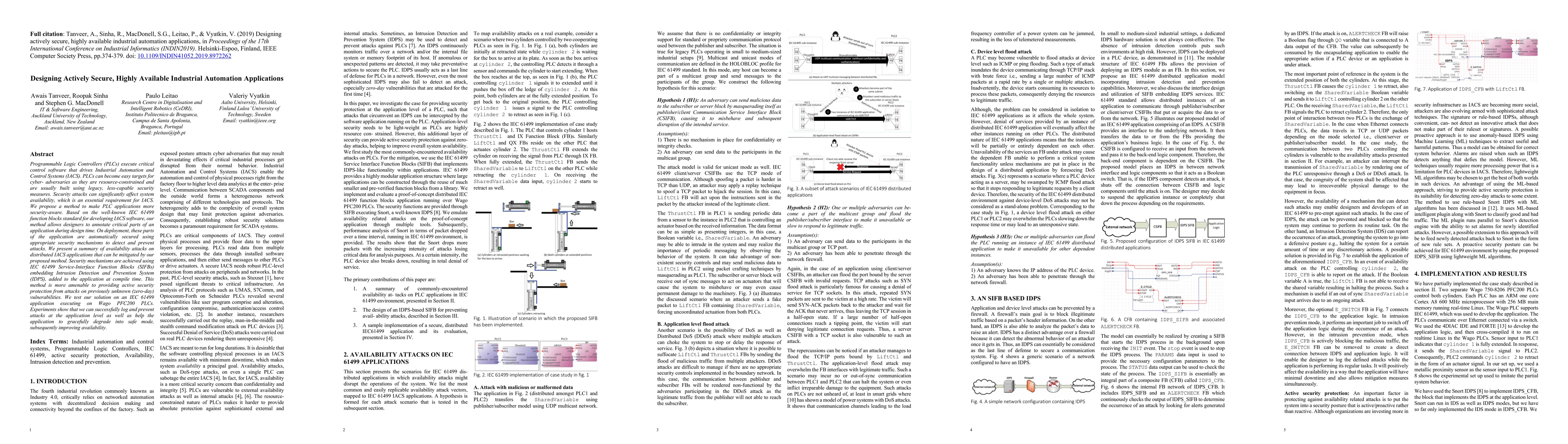 Thumbnail for Designing Actively Secure, Highly Available Industrial Automation
  Applications