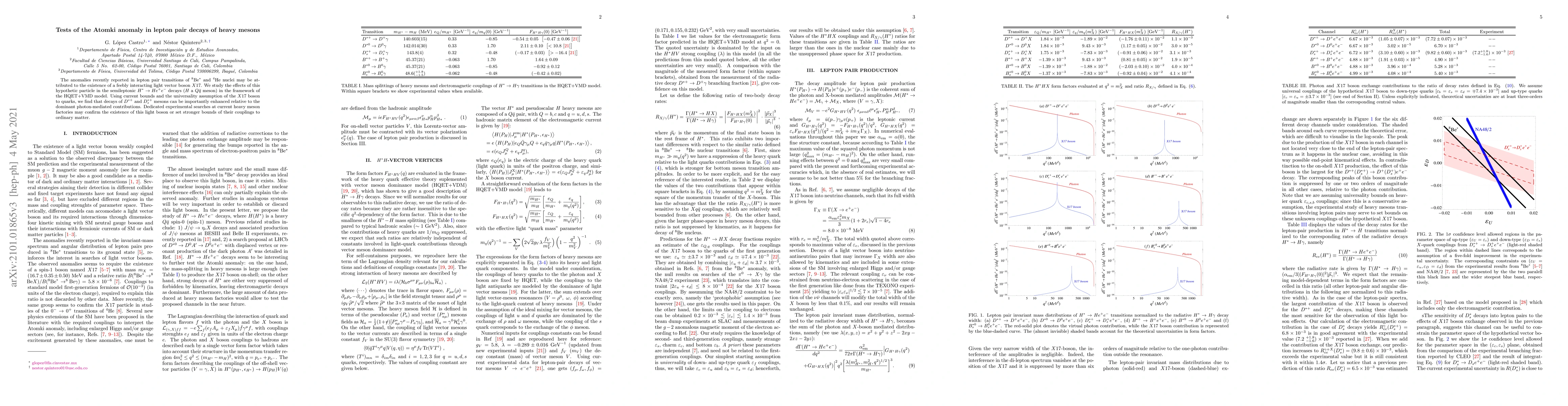 Thumbnail for Tests of the Atomki anomaly in lepton pair decays of heavy mesons