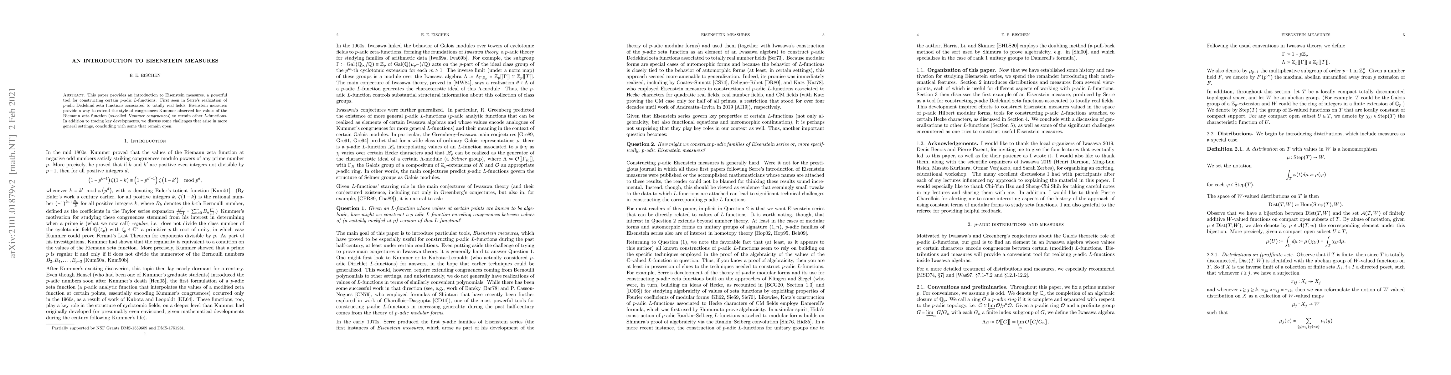 Thumbnail for An introduction to Eisenstein measures