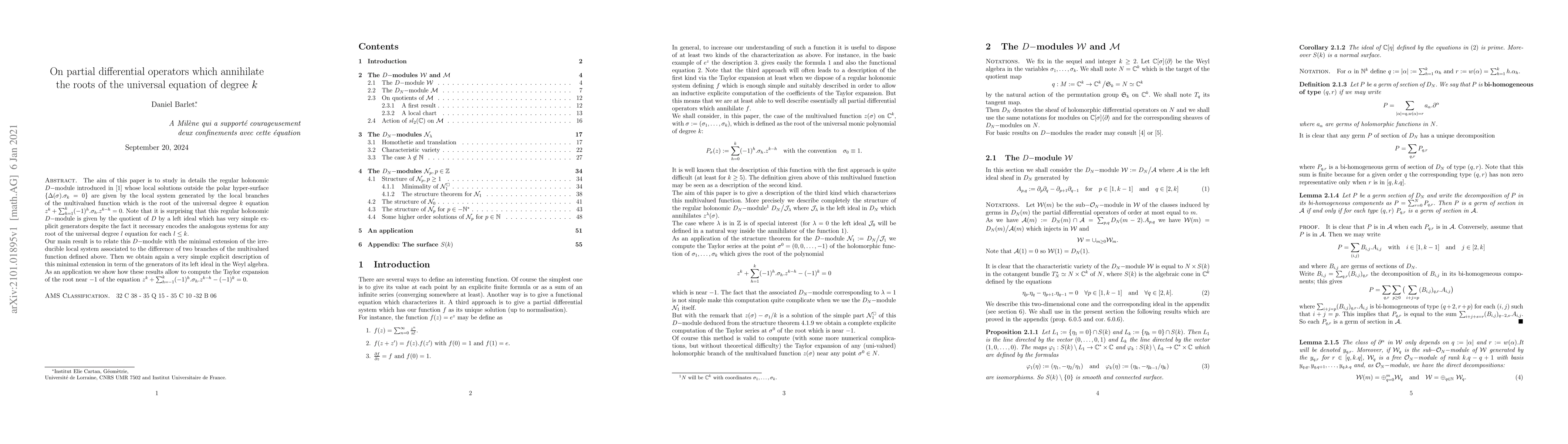 Thumbnail for On partial differential operators which annihilate the roots of the
  universal equation of degree k