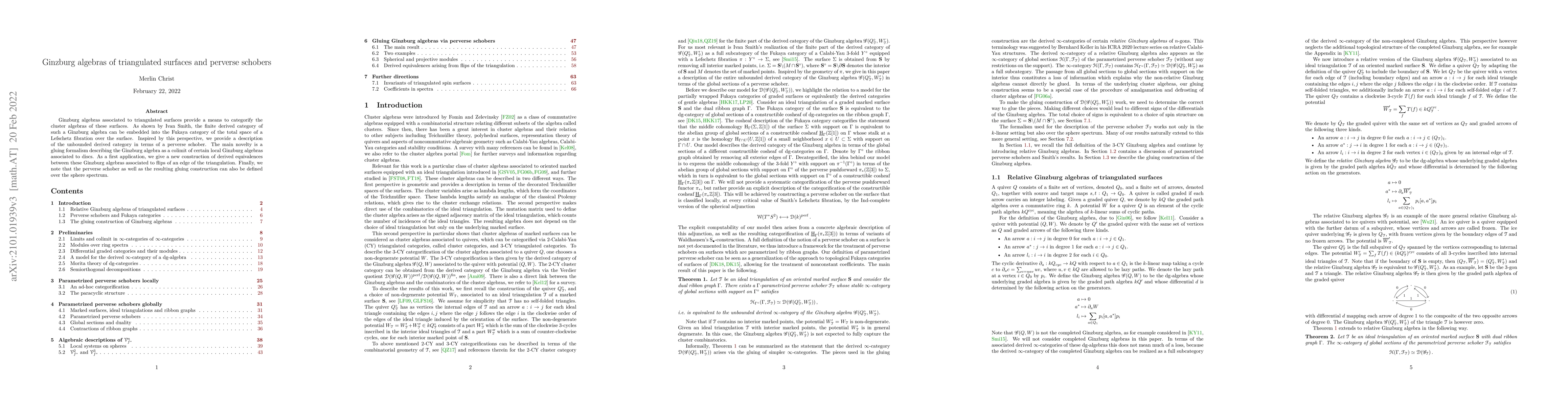 Thumbnail for Ginzburg algebras of triangulated surfaces and perverse schobers