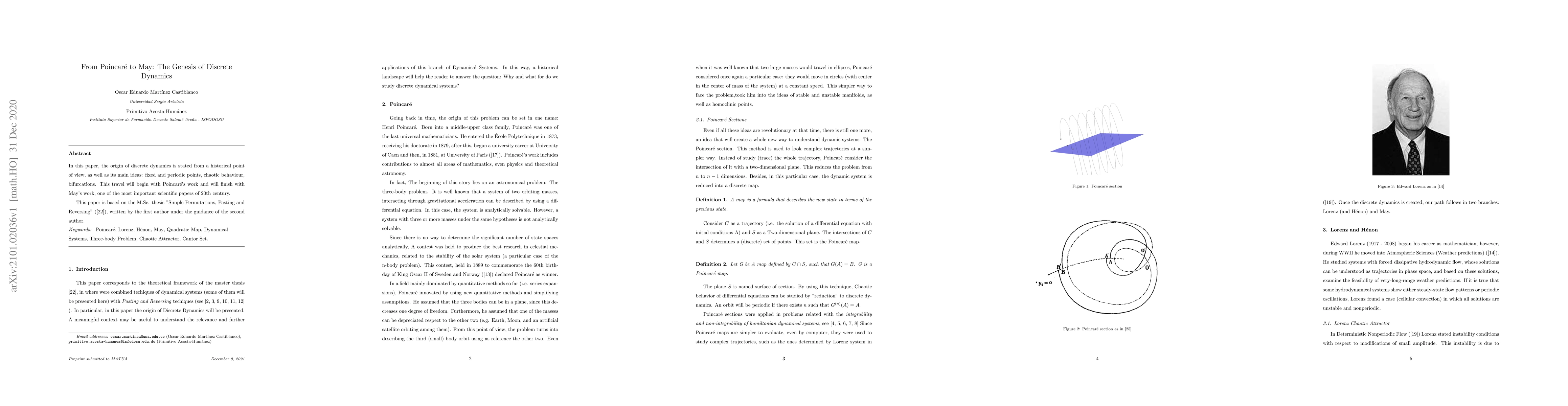 Thumbnail for From Poincar\'e to May: The Genesis of Discrete Dynamics