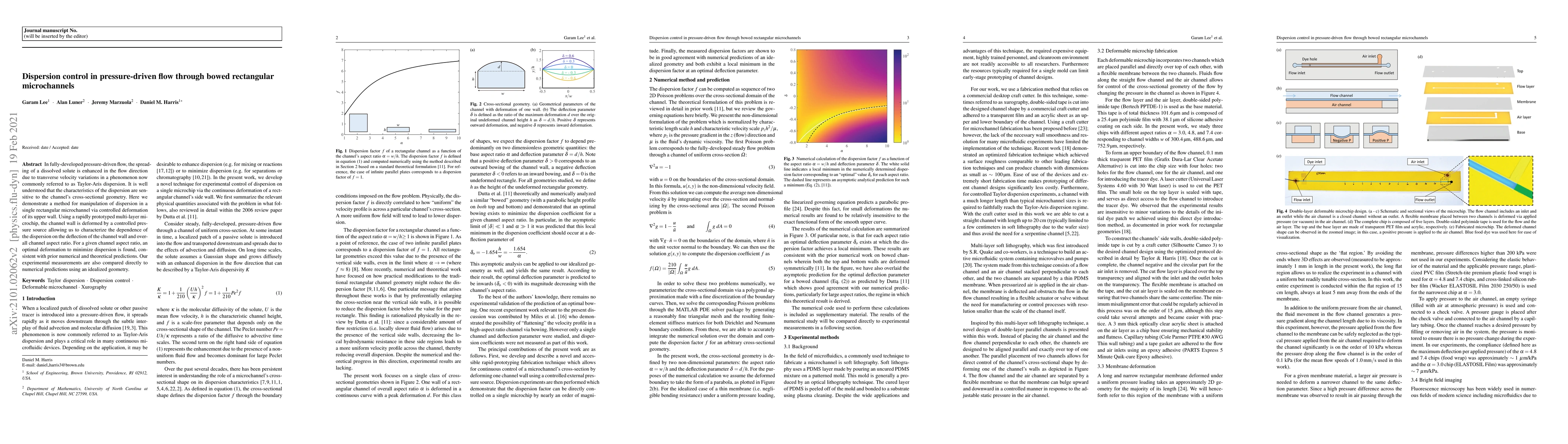 Thumbnail for Dispersion control in pressure-driven flow through bowed rectangular
  microchannels