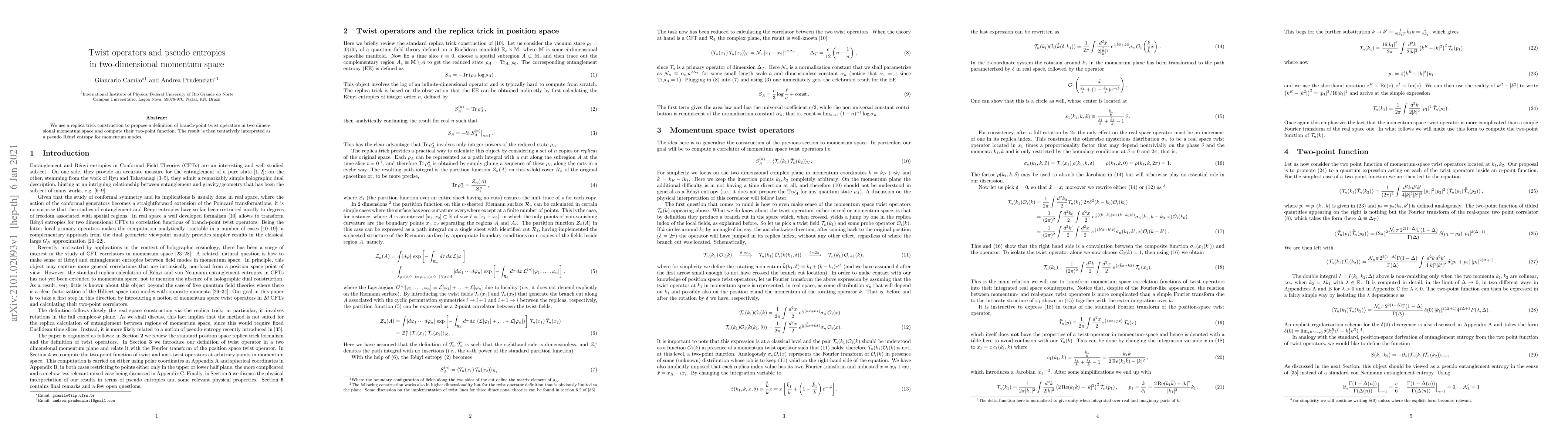 Thumbnail for Twist operators and pseudo entropies in two-dimensional momentum space