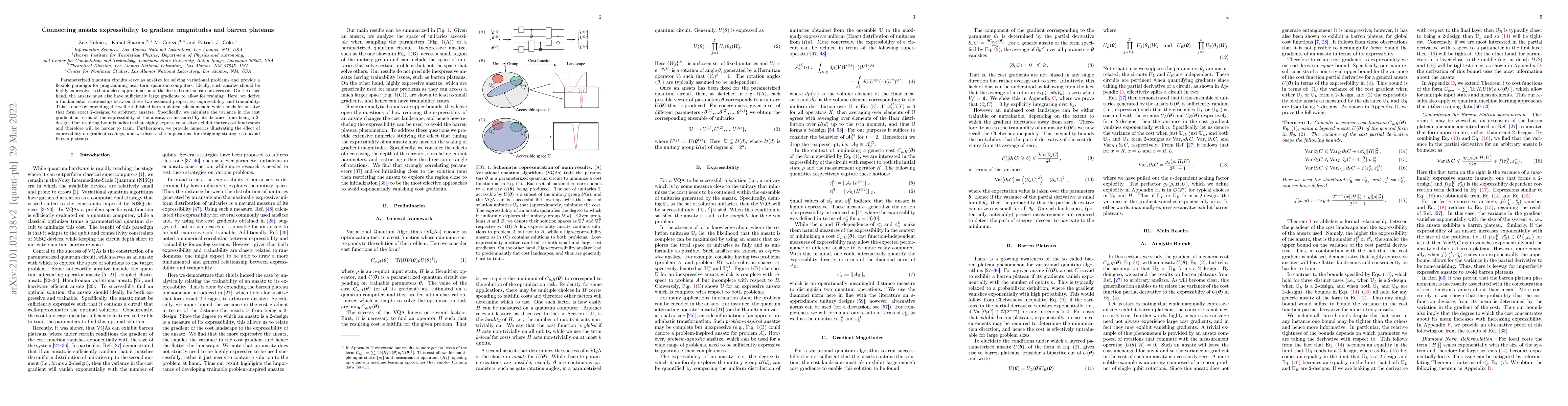 Thumbnail for Connecting ansatz expressibility to gradient magnitudes and barren
  plateaus