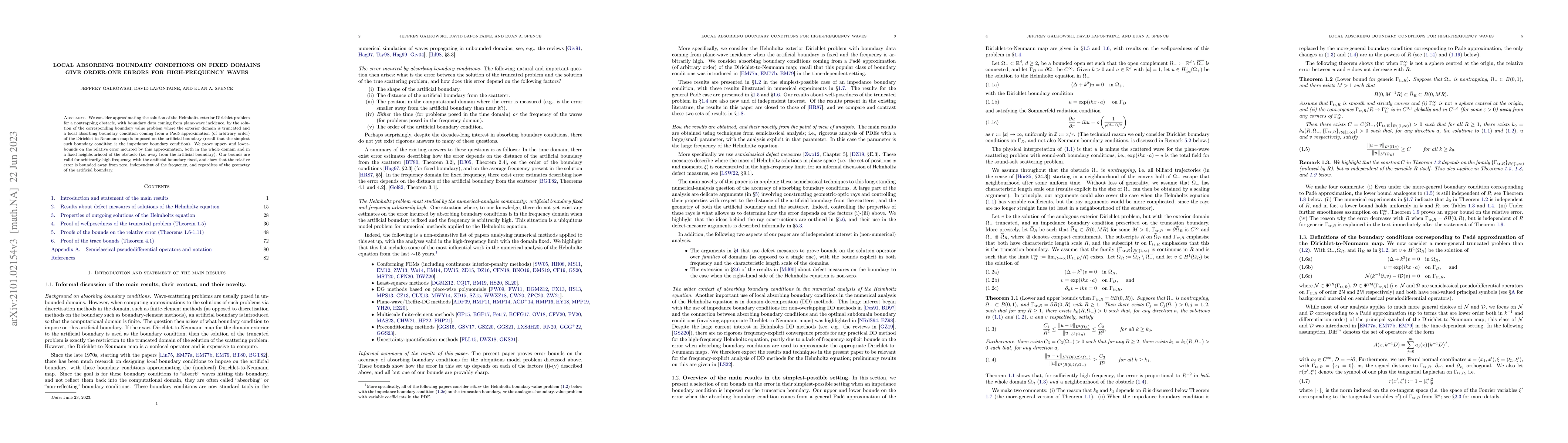 Thumbnail for Local absorbing boundary conditions on fixed domains give order-one
  errors for high-frequency waves