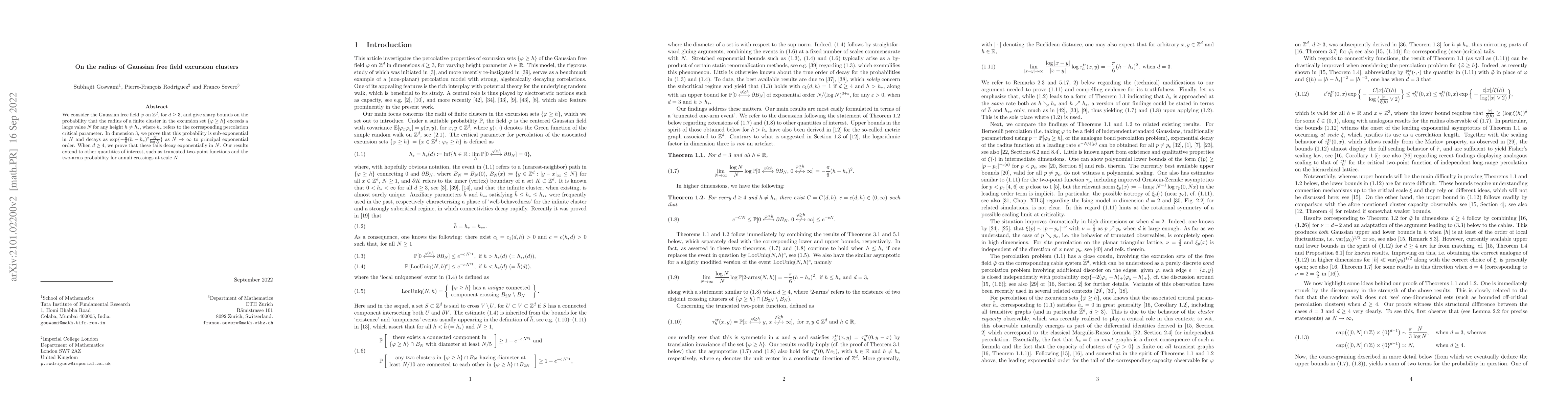Thumbnail for On the radius of Gaussian free field excursion clusters