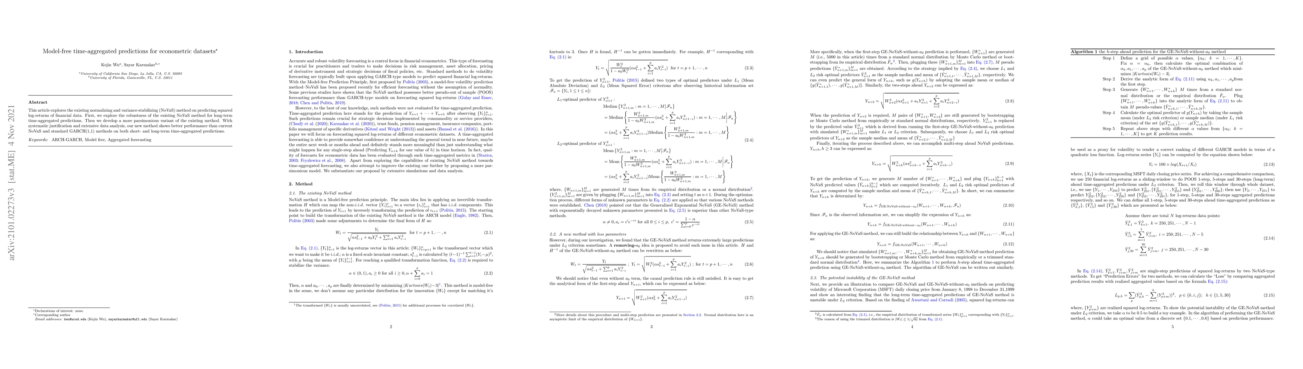 Thumbnail for Model-free time-aggregated predictions for econometric datasets