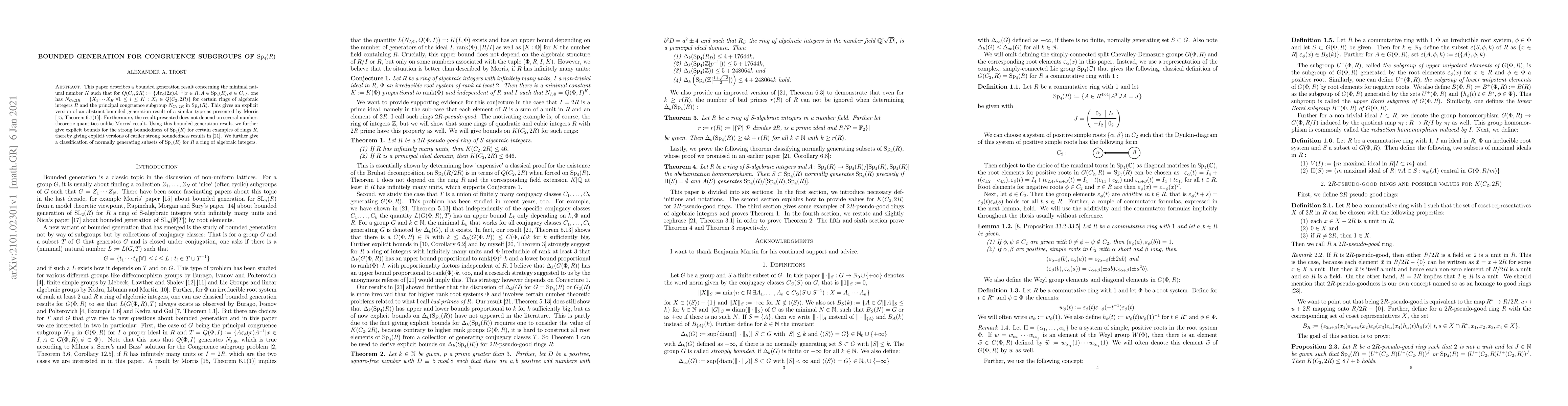 Thumbnail for Bounded generation for congruence subgroups of ${\rm Sp}_4(R)$