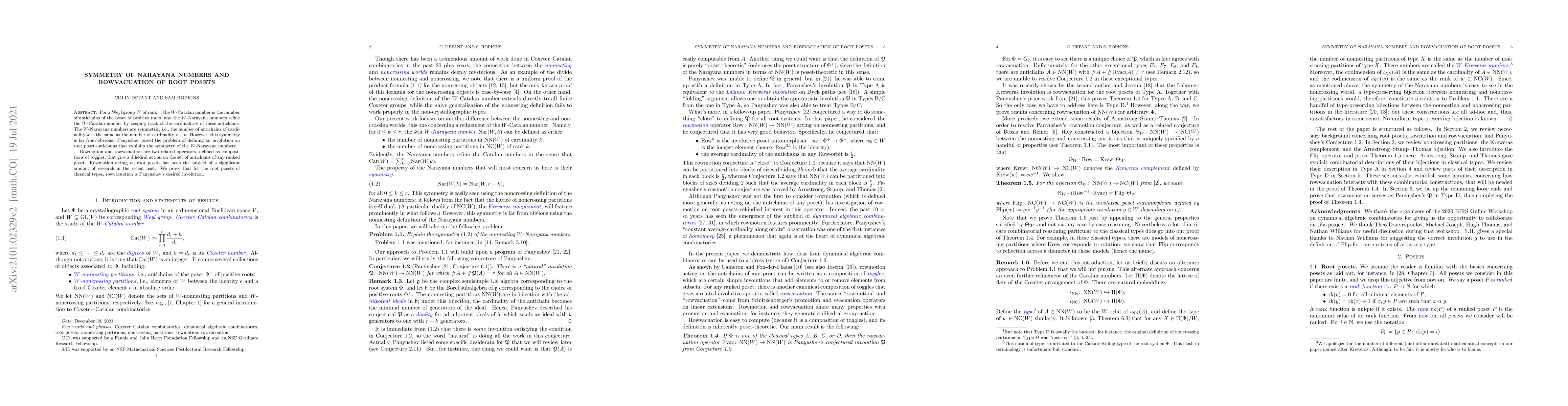 Thumbnail for Symmetry of Narayana numbers and rowvacuation of root posets