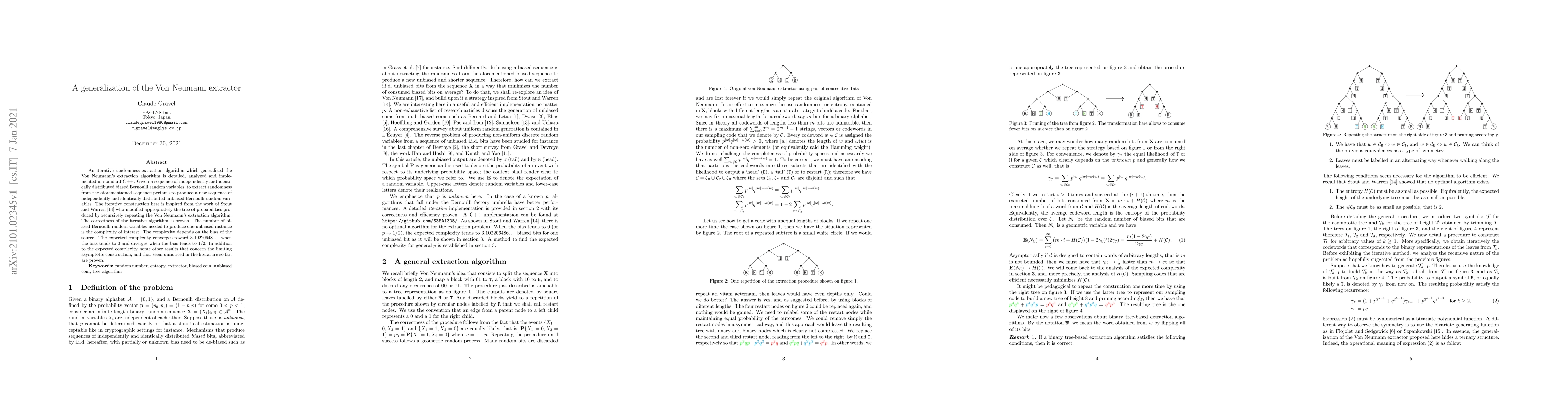 Thumbnail for A generalization of the Von Neumann extractor