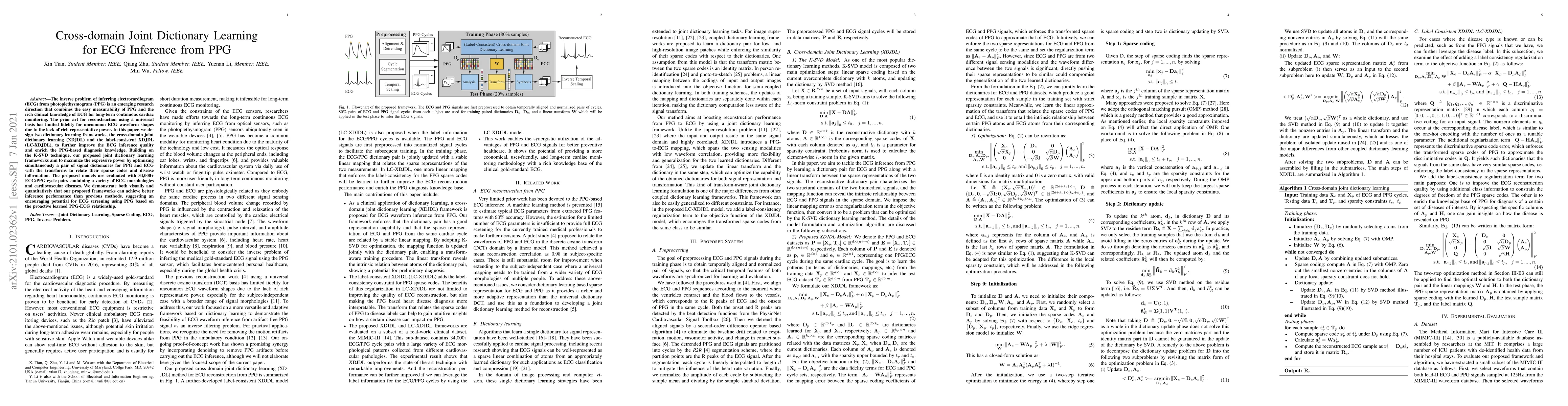Thumbnail for Cross-domain Joint Dictionary Learning for ECG Inference from PPG