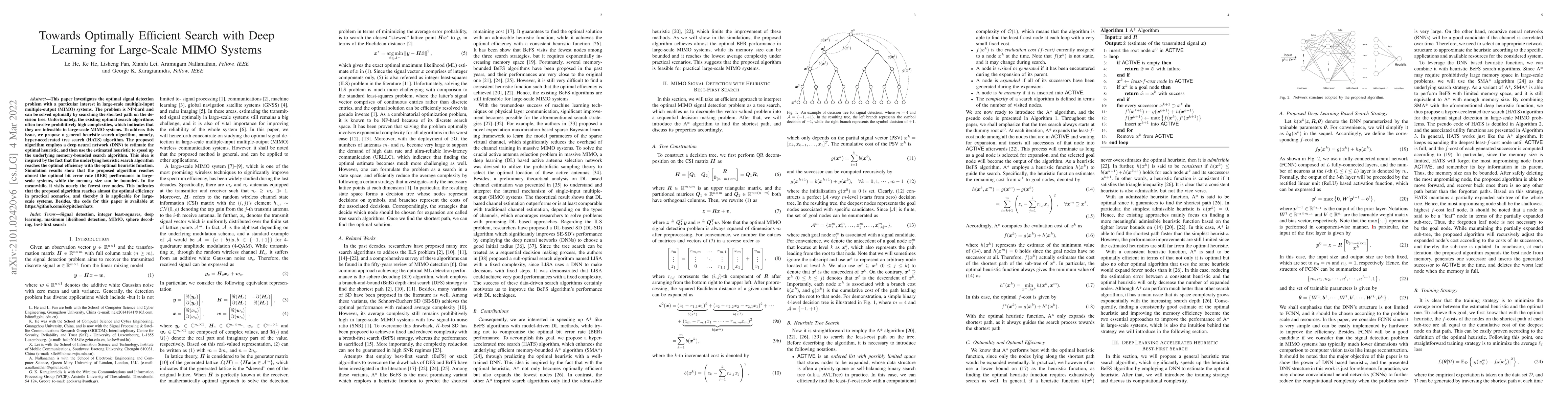 Thumbnail for Towards Optimally Efficient Search with Deep Learning for Large-Scale
  MIMO Systems