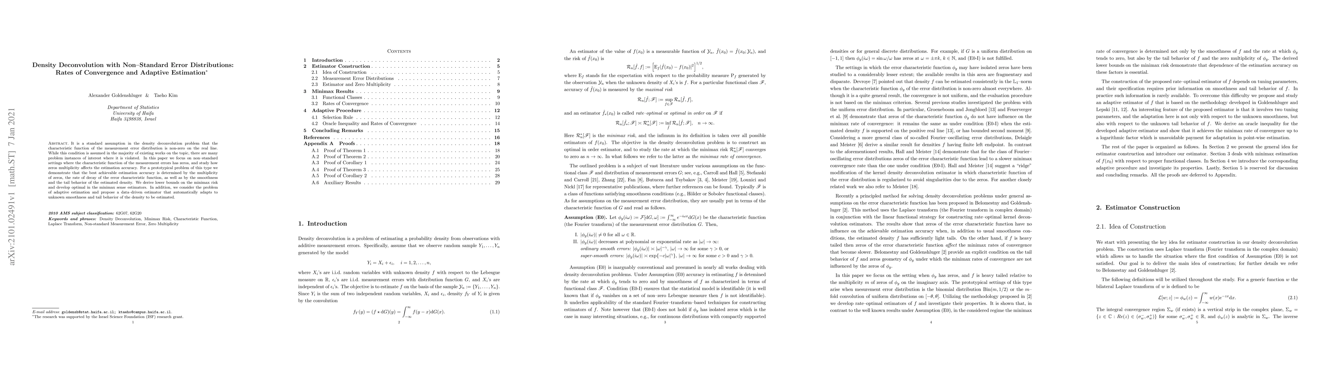 Thumbnail for Density Deconvolution with Non-Standard Error Distributions: Rates of
  Convergence and Adaptive Estimation