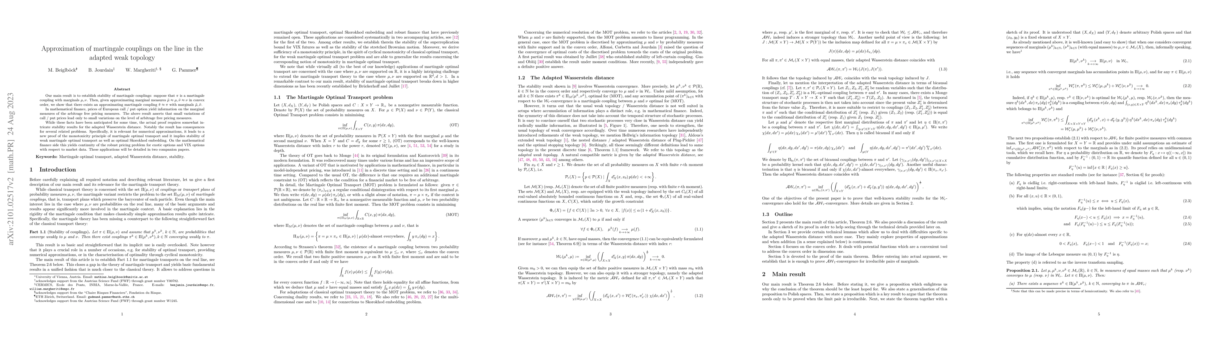 Thumbnail for Approximation of martingale couplings on the line in the weak adapted
  topology