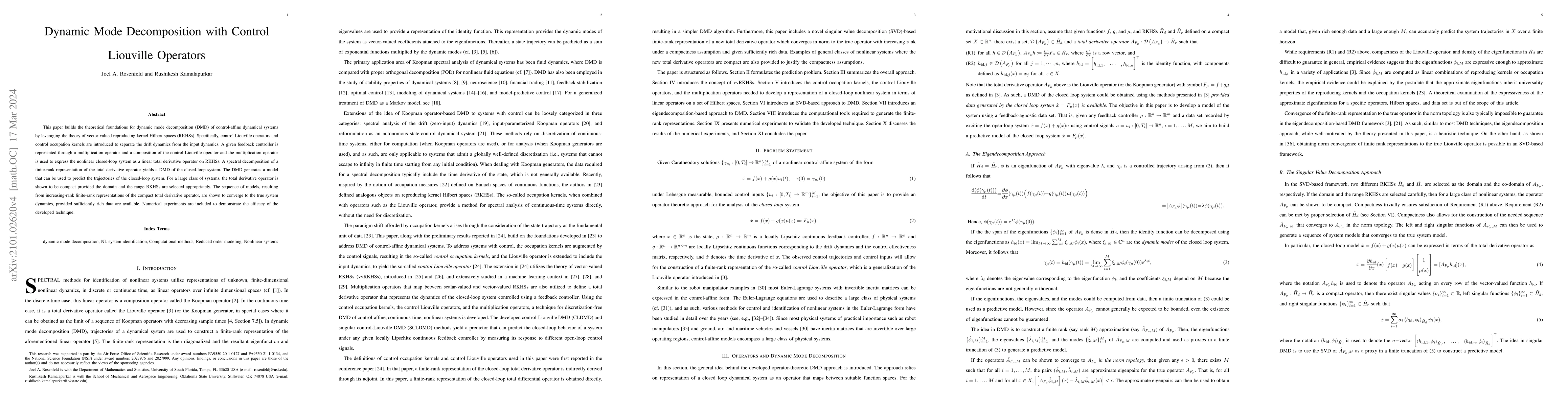 Thumbnail for Dynamic Mode Decomposition with Control Liouville Operators