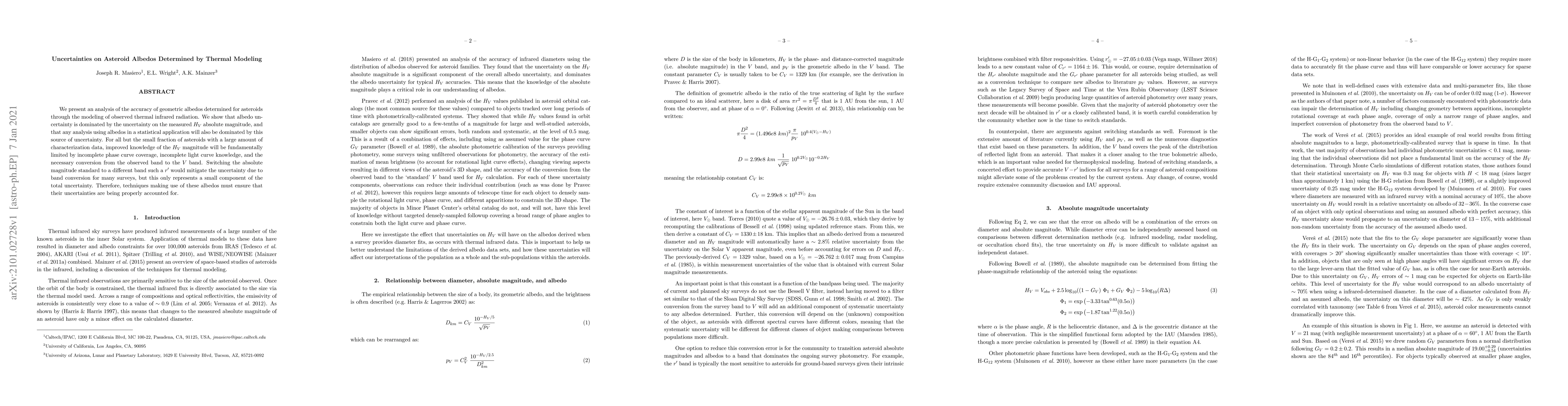 Thumbnail for Uncertainties on Asteroid Albedos Determined by Thermal Modeling