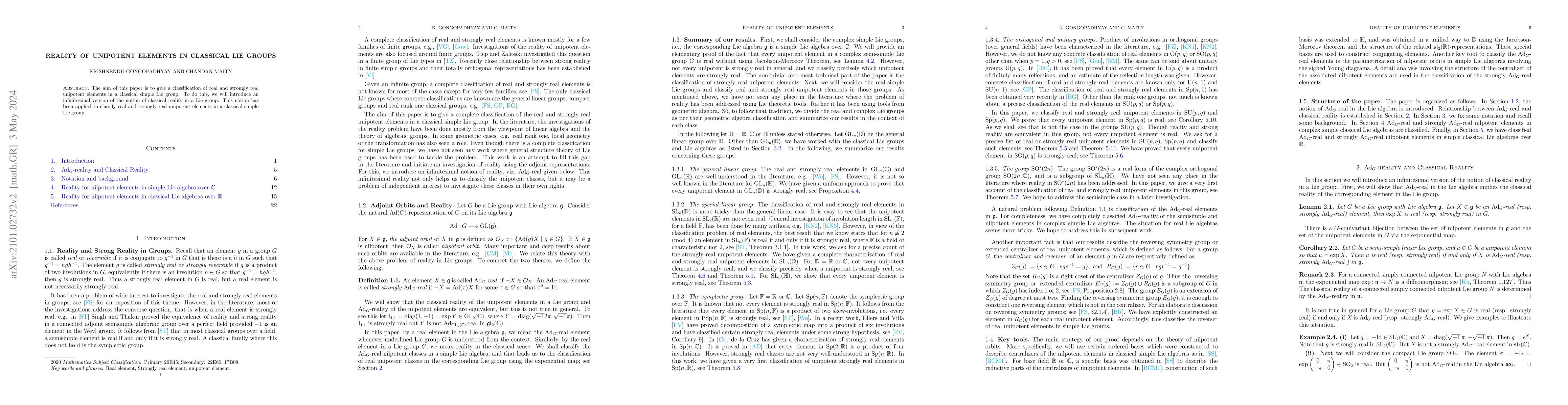 Thumbnail for Reality of Unipotent elements in Classical Lie Groups