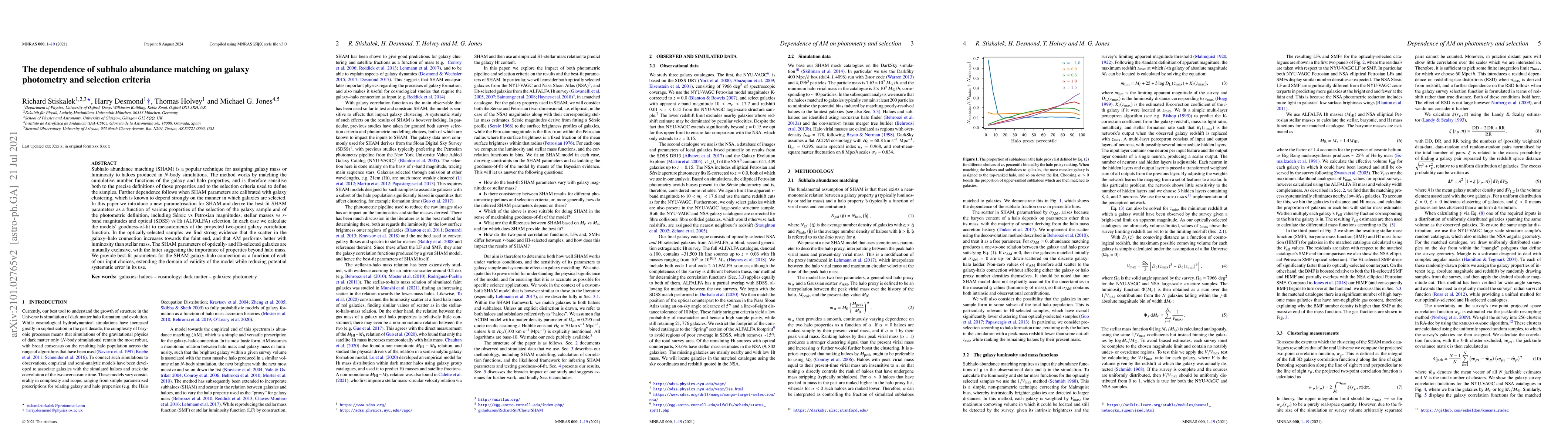 Thumbnail for The dependence of subhalo abundance matching on galaxy photometry and
  selection criteria