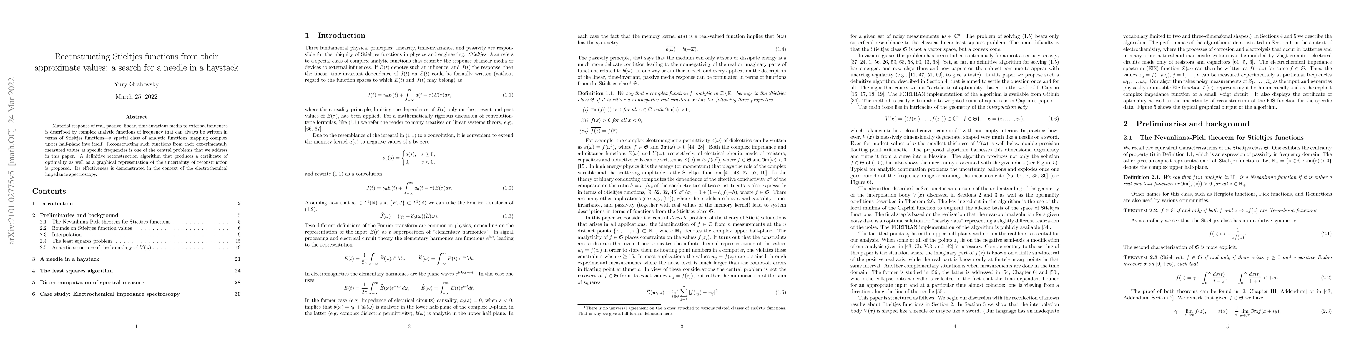 Thumbnail for Reconstructing Stieltjes functions from their approximate values: a
  search for a needle in a haystack