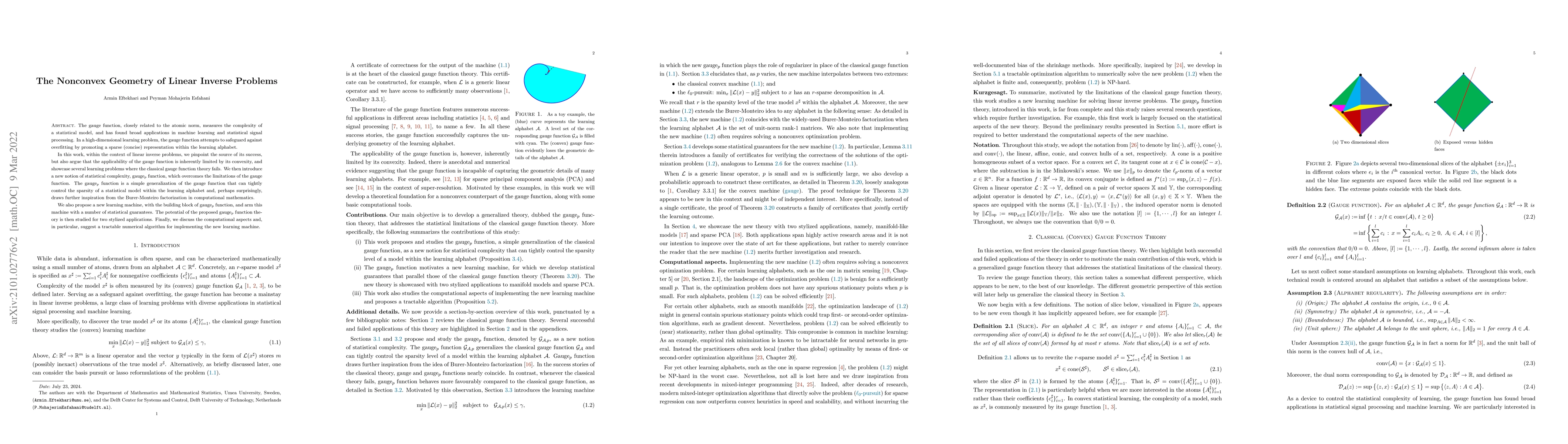 Thumbnail for The Nonconvex Geometry of Linear Inverse Problems