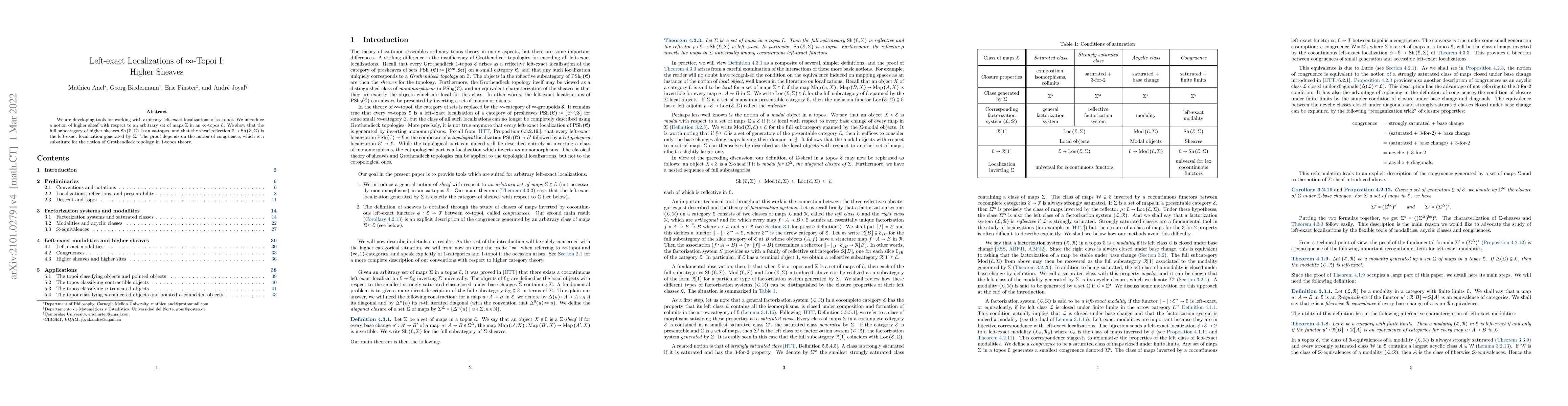 Thumbnail for Left-exact Localizations of $\infty$-Topoi I: Higher Sheaves