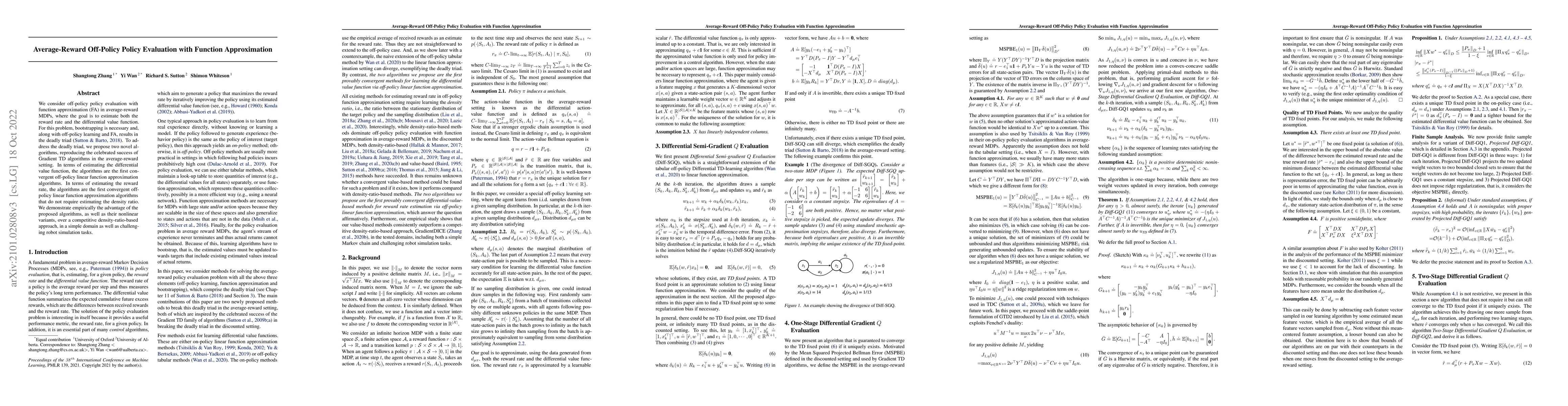 Thumbnail for Average-Reward Off-Policy Policy Evaluation with Function Approximation