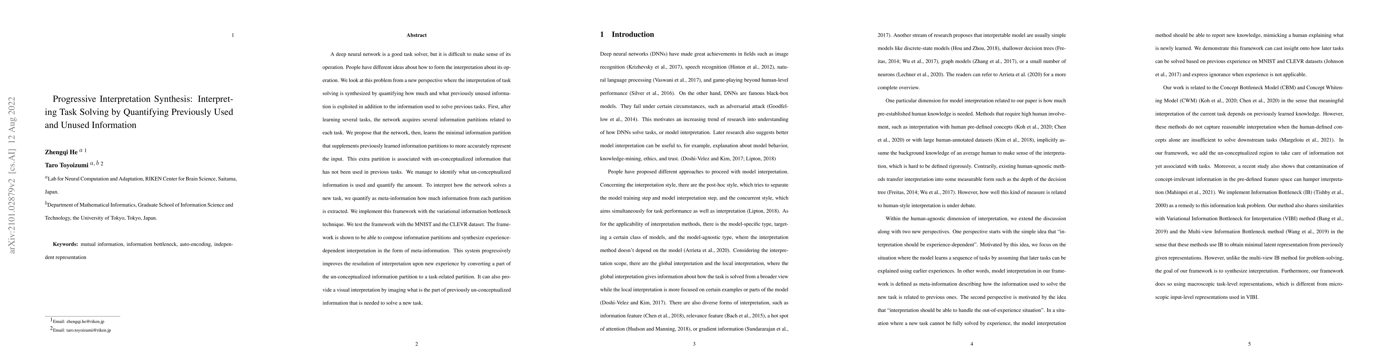 Thumbnail for Progressive Interpretation Synthesis: Interpreting Task Solving by
  Quantifying Previously Used and Unused Information