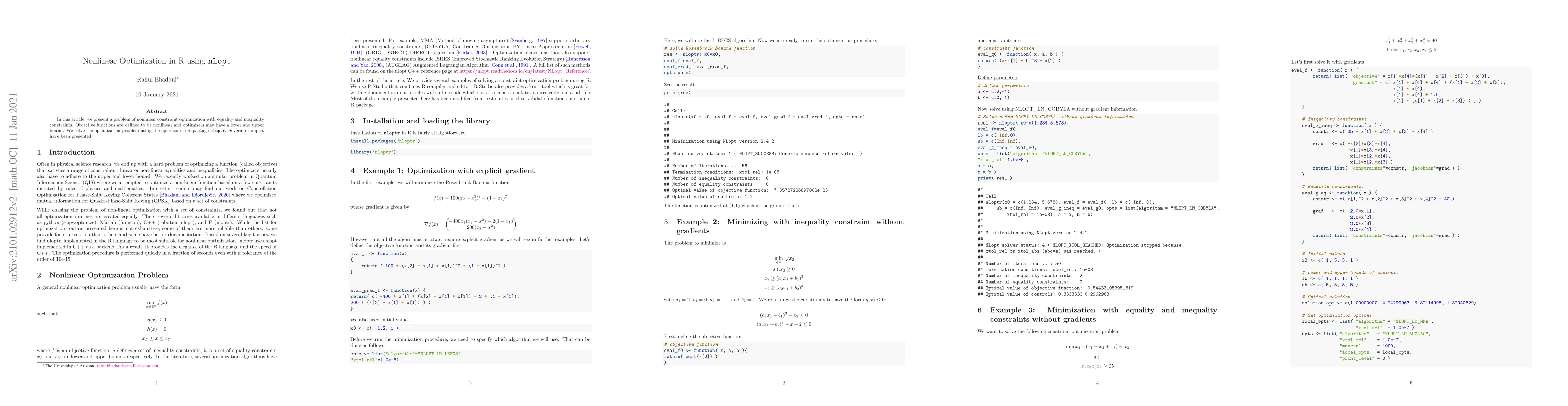 Thumbnail for Nonlinear Optimization in R using nlopt