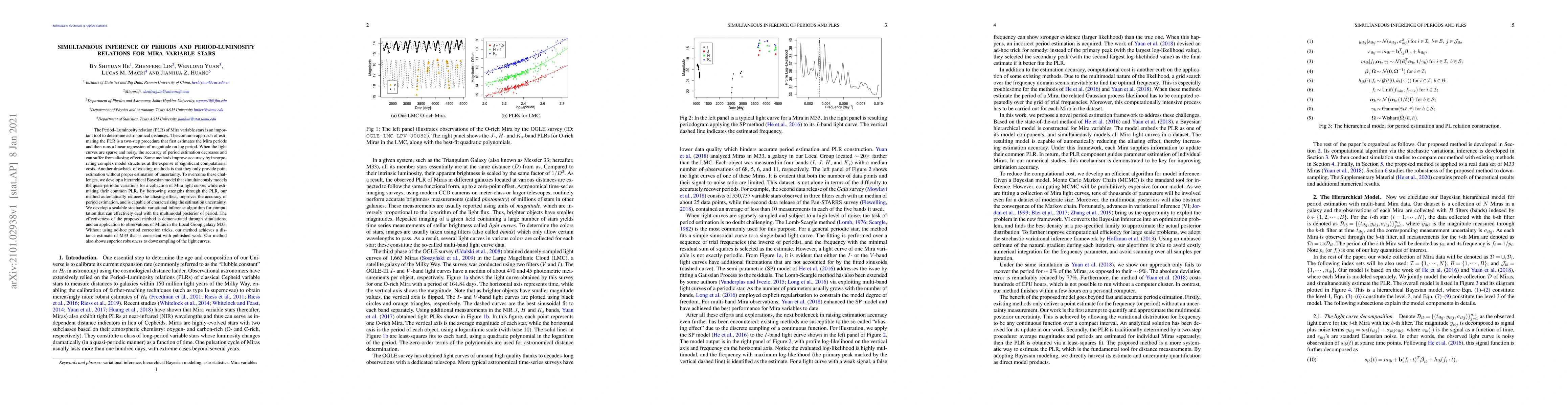 Thumbnail for Simultaneous inference of periods and period-luminosity relations for
  Mira variable stars