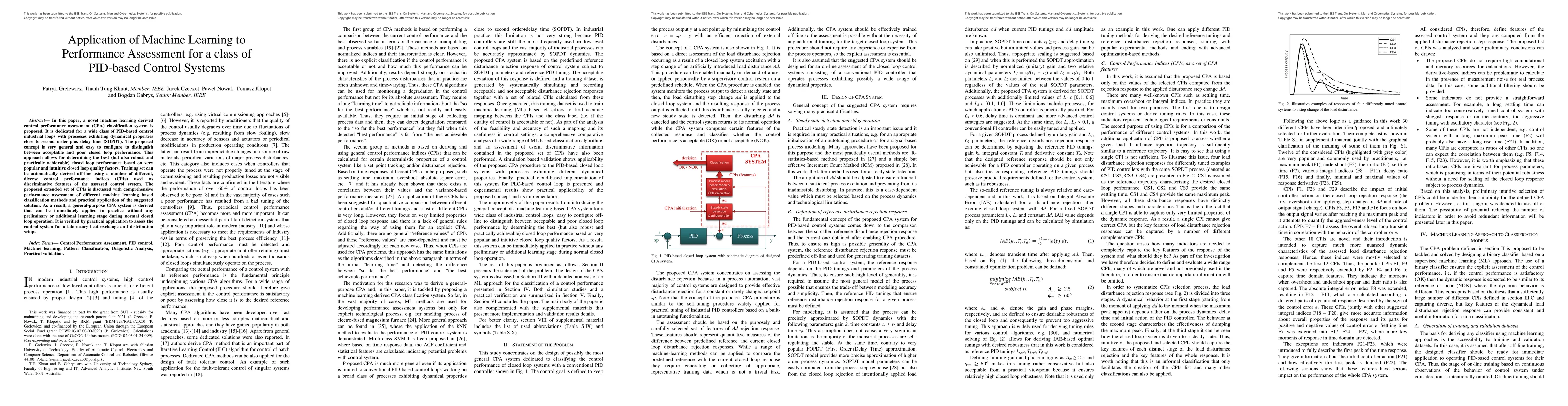 Thumbnail for Application of Machine Learning to Performance Assessment for a class of
  PID-based Control Systems