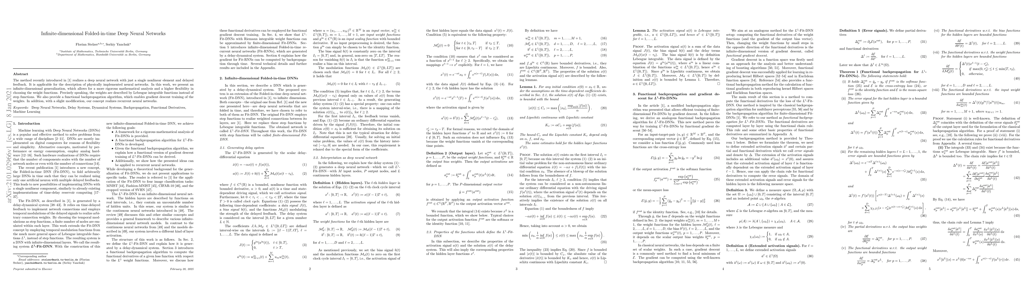 Thumbnail for Infinite-dimensional Folded-in-time Deep Neural Networks