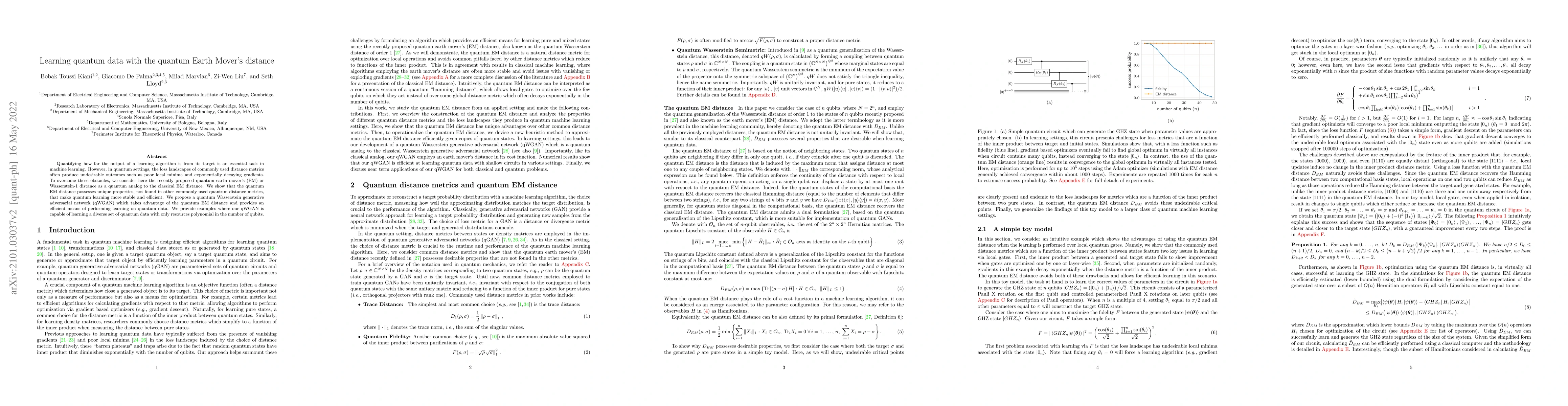 Thumbnail for Learning quantum data with the quantum Earth Mover's distance