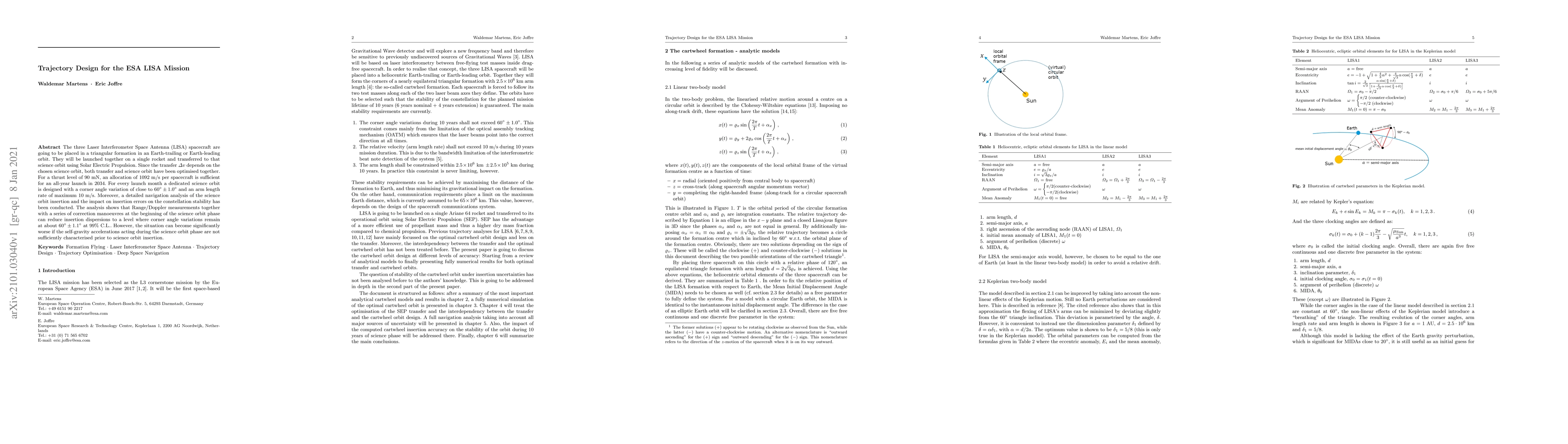 Thumbnail for Trajectory Design for the ESA LISA Mission