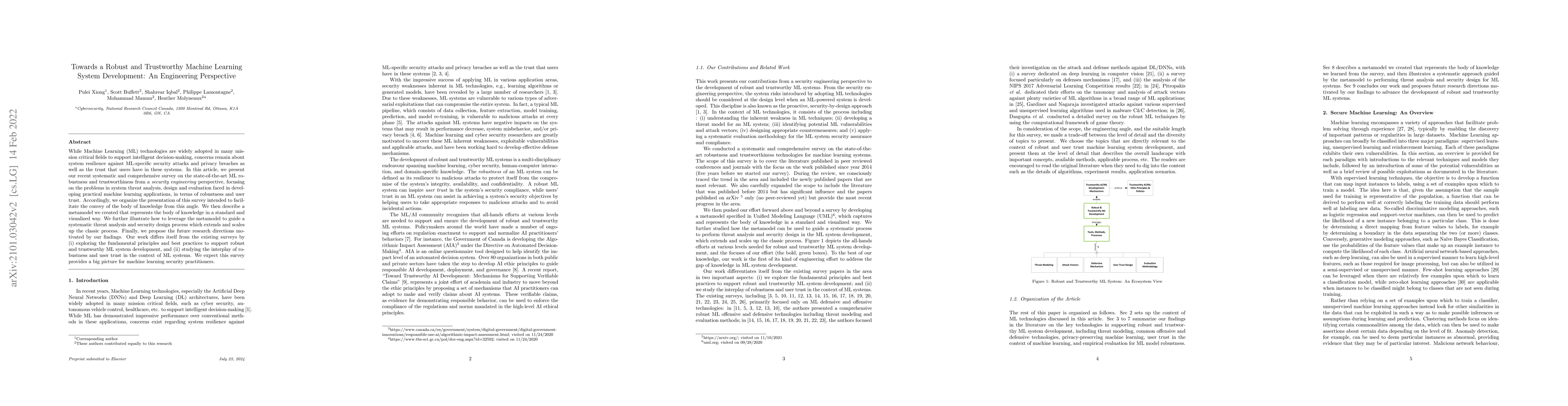Thumbnail for Towards a Robust and Trustworthy Machine Learning System Development: An
  Engineering Perspective