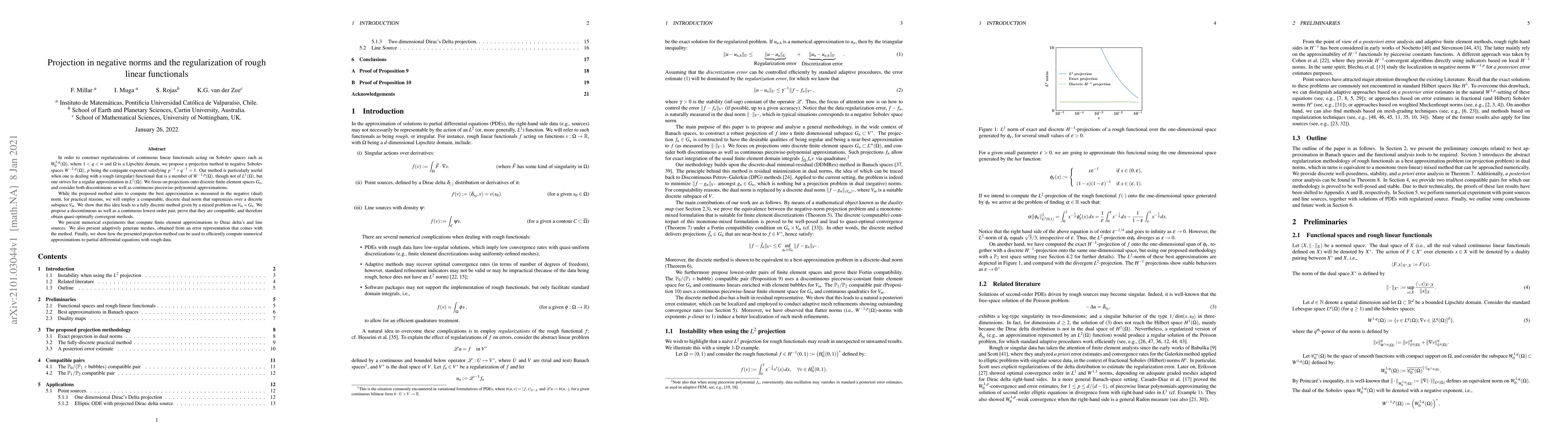 Thumbnail for Projection in negative norms and the regularization of rough linear
  functionals