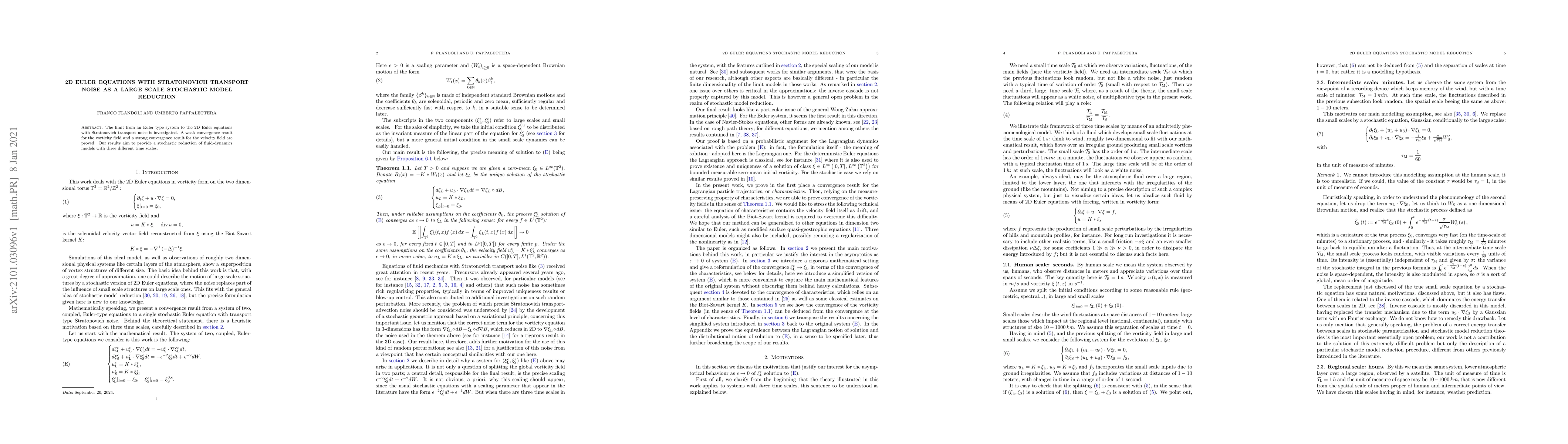 Thumbnail for 2D Euler equations with Stratonovich transport noise as a large scale
  stochastic model reduction